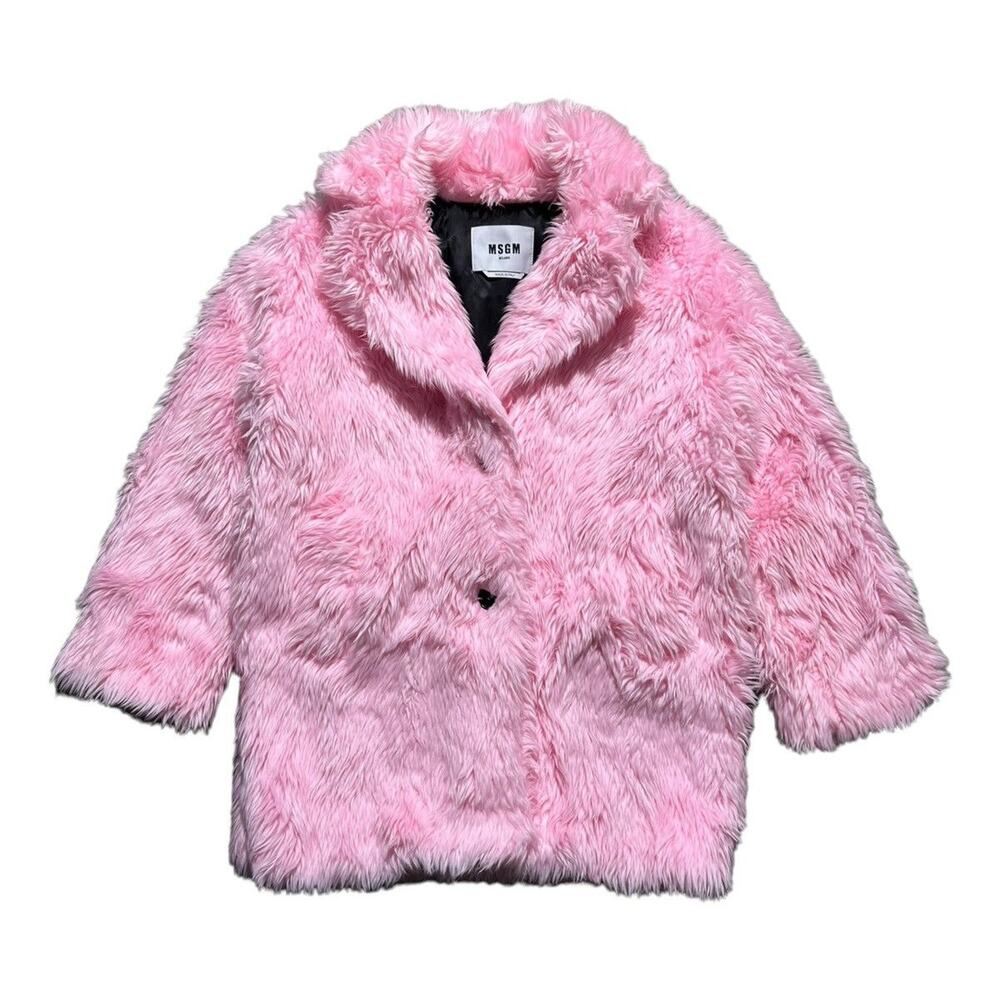 MSGM Faux fur pink coat